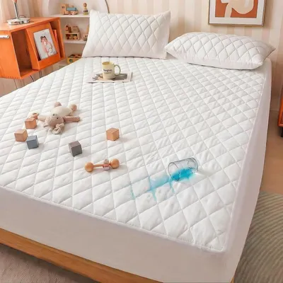 Obrázok produktu pre Vodoodolný poťah na matrac, 90 x 200 cm, priedušný, elastický, možné prať v práčke, biela farba