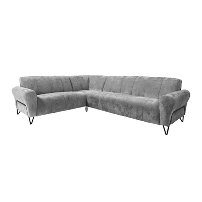 Produktbild von Beautysofa Ecksofa 295 cm, Moderne Couch, Sofa mit Schwarzen Metallbeinen - Seitenausführung: rechts, Polsterecke, VOLARE L - Form Grau Vega 13