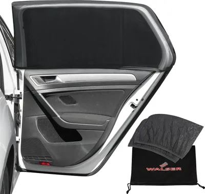 Produktbild von WALSER Sonnenschutz Auto, 2 Stück Sonnenschutz Auto Baby, Sonnenschutz Auto hinten, Sonnenschutz Auto Kinder, Auto Sonnenschutz Baby, Sonnenblende Auto Set Universalgröße max. 100x53 cm schwarz