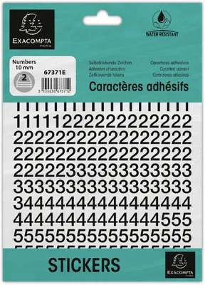 Productafbeelding van EXACOMPTA 67371E EXACOMPTA zelfklevende cijfers 0-9, 10 mm, zwart