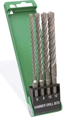 Produktbild von HiKOKI VHM-Hammerbohrerset SDS-plus 4-Schneider (4-tlg.), 6/8/10/12 x 165 mm