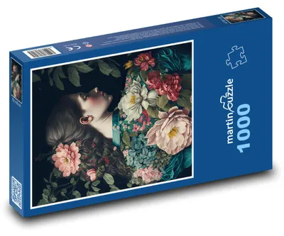 Zdjęcie produktu dla Puzzle 1000 Portret kobiety z kwiatami - martinpuzzle