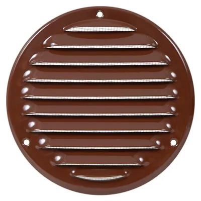 Productafbeelding van Europlast MR125B, rond metalen ventilatierooster, diameter 125 mm, met insectenwerend net, bruin