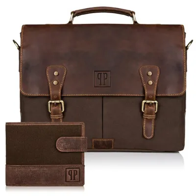 Produktbild von T-03 Portemonnaie aus Leder für Herren und T-07 Umhängetasche für Herren Paolo Peruzzi Geschenkset ZUP-07-BR