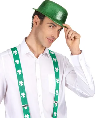 Produktbild von Grüner Glitzer-Hut Melone St. Patrick's Day grün-metallic 56 cm Kopfumfang -