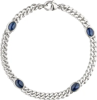 Produktbild von Armband 585 Gold Weißgold 4 Safir Cabochons blau 19 cm Safirarmband