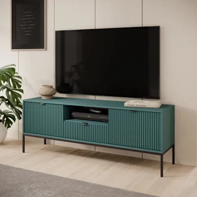 Produktbild von Masseno TV-Schrank STELLARE 154 cm Fernsehschrank mit 1 Schubladen und 2 Türen TV-Lowboard für Wohnzimmer Modern 154x39x56 cm Hellgrün / Hellgrün
