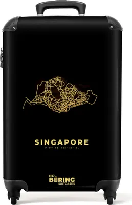 Produktbild von NoBoringSuitcases.com® Kufr Příruční zavazadlo na kolečkách Malý cestovní kufr na kolečkách se 4 kolečky - Mapy - Mapa města - Singapur - Zlato - Asie - Velikost kabiny < 55x40x23 cm a 55x40x20 cm - Foto kufr - Příruční kufr - Palubní zavazadloKufr na příruční zavazadla 55x35x20 cm, 36L,