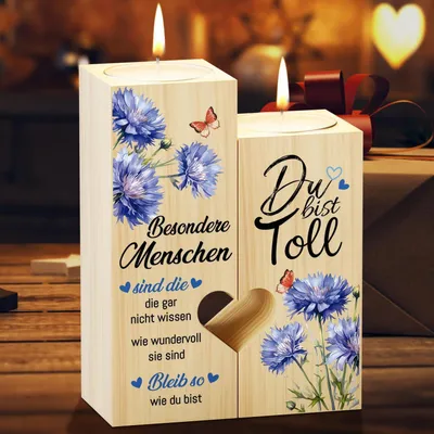 Zdjęcie produktu dla Podświetlnik w kształcie serca, drewniany, zestaw 2 sztuki, świeczniki na świeczki, dekoracja