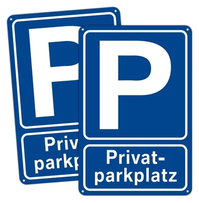 Produktbild von Privatparkplatz Schild Alu Metall 20x30 cm Blau 2er-Set