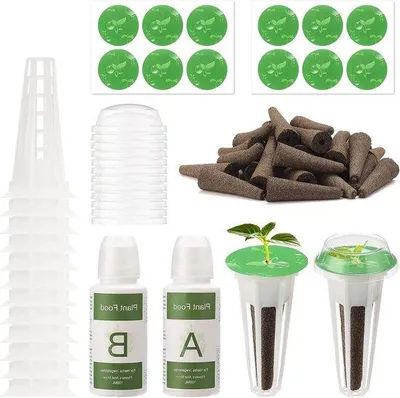 Produktbild von Hydrocultuur-Zaaddozen-Kit mit Plant-Pod-Kit A&B - Verteilung für Pflanzen - Kweek-Set mit Kugeln und Etiketten - 50 Stück