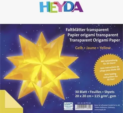 Produktbild von HEYDA Faltblätter transparent 20 x 20 cm Transparentpapier gelb