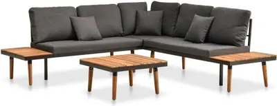 Produktbild von 4-tlg. Garten-Lounge-Set mit Auflagen Massivholz Akazie