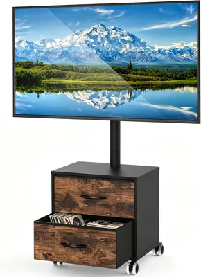 Productafbeelding van Standaard op wielen voor 32-60 inch LED LCD OLED plasma platte gebogen tv's - TV - In hoogte verstelbare tv - Kast met beugel tot 40 kg