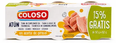 TUŃCZYK KAWAŁKI W OLEJU SŁONECZNIKOWYM 3 × 80g COLOSO