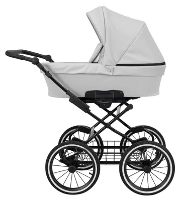 Produktbild von Kinderwagen Kunert Romantic mit Babywanne - Schwarzer Rahmen - Farbe: Aschgrau Eco