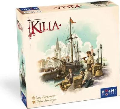 Imagen del producto de HUCH!, Kilia, un juego de estrategia histórico y de construcción, centrado en el comercio y la navegación, ideal tanto para expertos como para principiantes. Para 2 a 4 jugadores, a partir de los 14 años