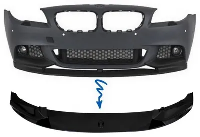 Obrázok produktu pre Predný spojler pre BMW radu 5 F10 F11 Sedan a Touring 2011–2017, M Performance, čierny.