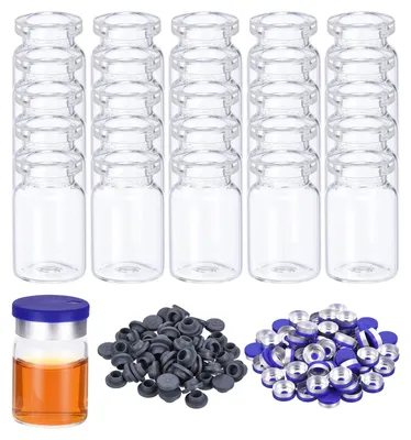 Obrázek produktu pro Mini skleněná lahvička – 5 ml, průhledné sklo s gumovou zátkou