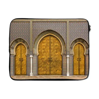 Produktbild von MuchoWow® Laptop Hülle 15 Zoll Türen - Architektur - Gold - Muster Laptoptasche - Laptoptasche - Sleeve - Rundum-Schutz