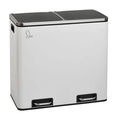 Image de SVITA TM2X24 Poubelle à pédale 48 litres blanche Poubelle design Poubelle de tri Corbeille à papier Système de tri pour la cuisine