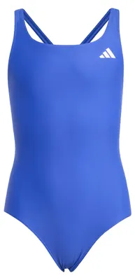 Imagen del producto de Traje de baño adidas ESS, diseño con espalda en forma de V, para adolescentes/niños, color azul/blanco, talla 140