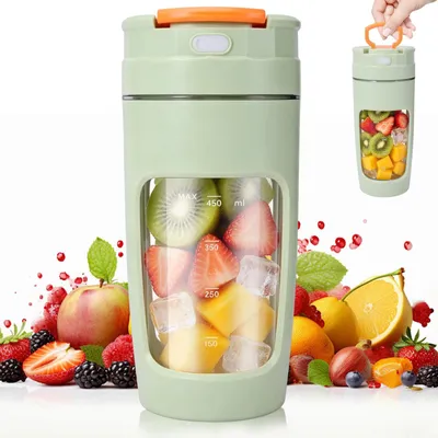 Mini Smoothie Maker 500 ml, USB-C, kabellos, 4 Edelstahlmesser