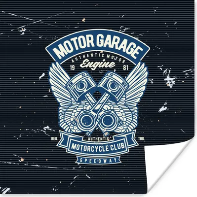 Produktbild von MuchoWow® Poster Mancave - Motorrad - Auto - Oldtimer 75x75 cm - Wand Dekoration