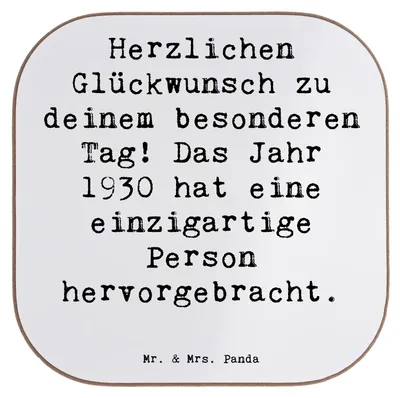 Produktbild von Mr. & Mrs. Panda Tassenuntersetzer Spruch 1930 Geburtstag - Weiß - Geschenk, Geburtstagsgeschenk, Untersetzer Tasse, Jahr, besonderes, besonderer Tag, Glückwunsch, Glas