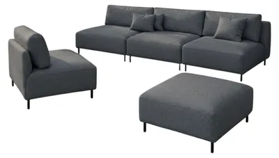 Produktbild von Garten Lounge Set SUN – Outdoor Möbel Set mit Sofa, Sessel und Hocker, UV-beständig und wasserabweisend
