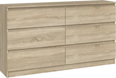 Obrázek produktu pro VBChome komoda se 6 zásuvkami 140 x 40 x 77 cm dub Sonoma bez úchytek víceúčelová skříňka do předsíně ložnice obývacího pokoje dětský pokoj moderní