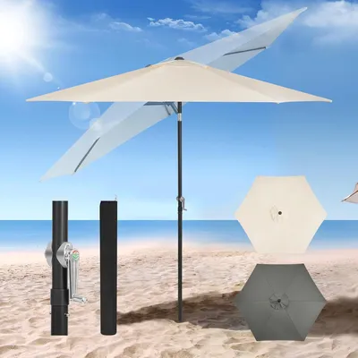 Produktbild von WOLTU Sonnenschirm, Strandschirm UV-beständig, 45° knickbar, Beige, 270cm