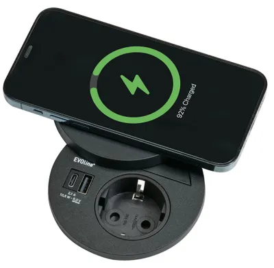 Immagine prodotto di Naber Evoline® Circle80 DisQ, elementi di presa incorporati, con presa Schuko, USB A/C 8031115