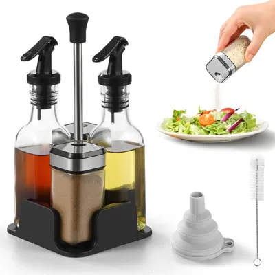 Öl- und Essigflaschen-Set, 2x200 ml + 2x120 ml, Glas, transparent