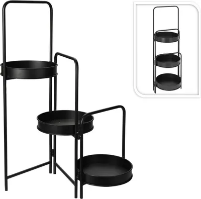 Produktbild von H&S Decoration Blumenständer 3-stufig schwarz Metall 20x67x64 cm