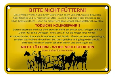 Produktbild von Blechschild Tiere 18x12cm bitte nicht füttern Pferde Weide