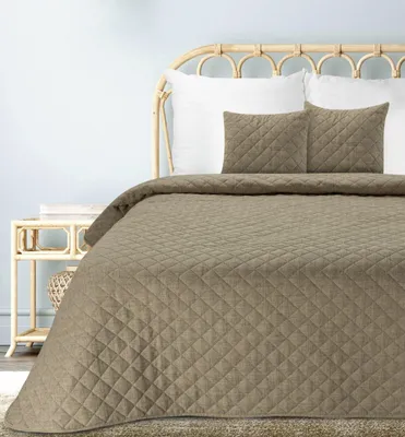 Produktbild von Tagesdecke Lein-Optik 1 dunkelbeige 170x210 cm dunkelbeige