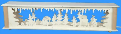 Produktbild von Schwibbogenerhöhung mit Igel Hirsche und Beleuchtung BxHxT 52x10x10cm NEU