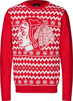 Produktbild von NHL Chicago Blackhawks Ugly Sweater Big Logo 2-Color Christmas Pullover Weihnachten XL