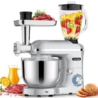 Küchenmaschine 3-in-1, 1800 W, 5,5 l Edelstahlschüssel, Fleischwolf