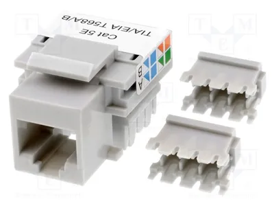 Image de 1 x Connecteur : système 8P8C RJ45, broches : 8, type Keystone, pour panneaux de connexion. Référence : DS1135-03-S80AP, connecteur RJ