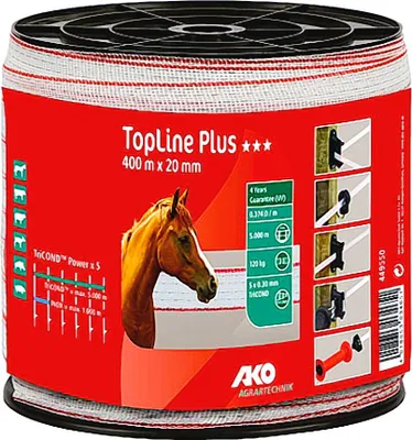 Produktbild von 400 m Weidezaunband TopLine Breite 20 mm Bruchlast 120 kg 5 x 0,30 mm TRICOND