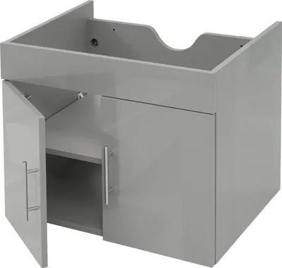 Obrázek produktu pro Toaletní skříňka HWC-D16, toaletní skříňka pod umyvadlo koupelnový nábytek,  vysoký lesk 60cm  šedá