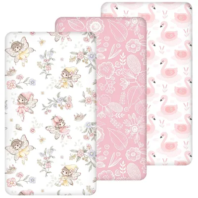 Image de Ensemble de 3 draps housse hypoallergéniques pour lit bébé de 60 x 120 cm