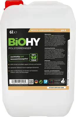 Produktbild von BiOHY Polsterreiniger, Textilreiniger, Polsterreinigungsmittel, Sofa Reiniger – 1 x 6 Liter Kanister