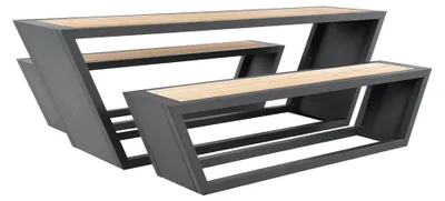 Image de HOME DELUXE Ensemble de salon en acier KOBON anthracite - Fabriqué en Allemagne - 2 x banc + 1 x table | ensemble de salon confortable, ensemble de salon moderne, ensemble de salon élégant, ensemble de salon pour salon, ensemble de salon avec espace de rangement, ensemble de salon haut de gamme, ensemble de salon en L, ensemble canapé, ensemble de salon confortable, ensemble de salon en cuir, ensemble de salon de style cottage, ensemble de salon élégant, ensemble de salon modulaire, ensemble de salon design