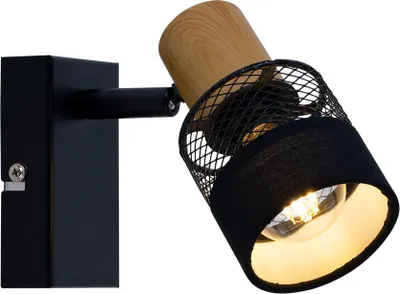 Produktbild von Wandleuchte, Spot beweglich, Holz, Textil, schwarz