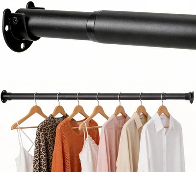 Produktbild von Kleiderständer 77-177 cm, schwarzes Metall, 30 kg Tragkraft, für Schlafzimmer