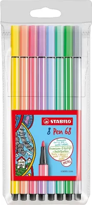 Obrázok produktu pre Popisovač, sada,1 mm, STABILO "Pen 68", 8 pastelových farieb