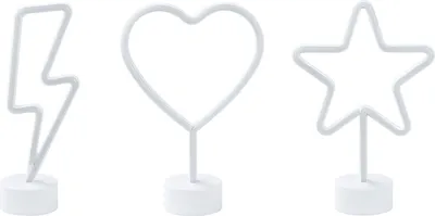 Produktbild von BELIANI LED Neon Licht Dekofigur 3er Set Mehrfarbig Herz Stern Blitz Deko Batteriebetrieben für Wohnzimmer Schlafzimmer Büro Flur